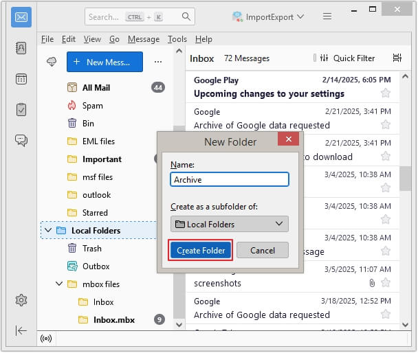 Give name to your folder and click on Create Folder