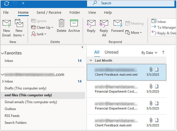 Launch Outlook and drag and drop emails