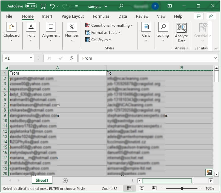 Open the Excel file and copy all data
