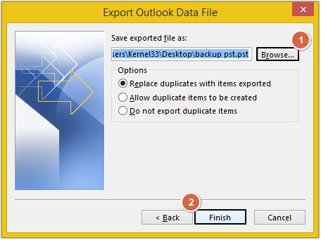 Browse the desired saving location