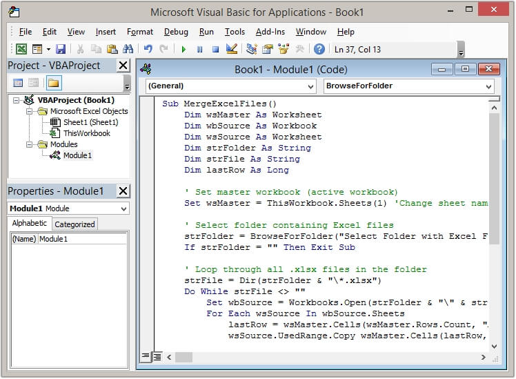 Paste the VBA Script 