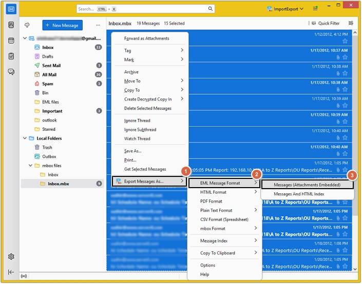 Export Messages As EML Message Format