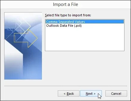 Choose Outlook Data File