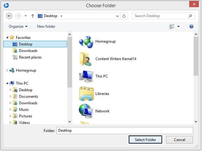 click on Select Folder once done.