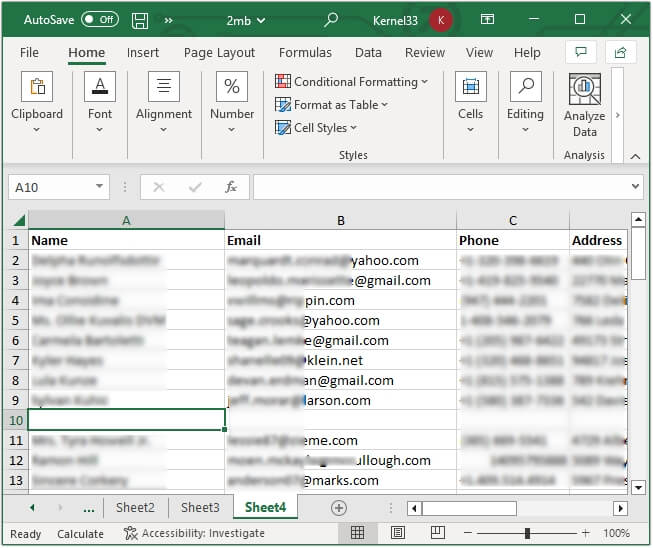 your Excel file will get split.
