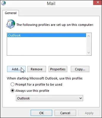 create a new Outlook profile.