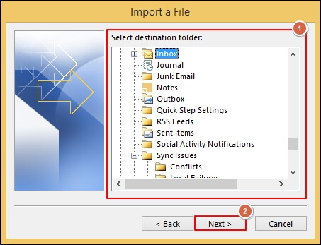 Select destination folder