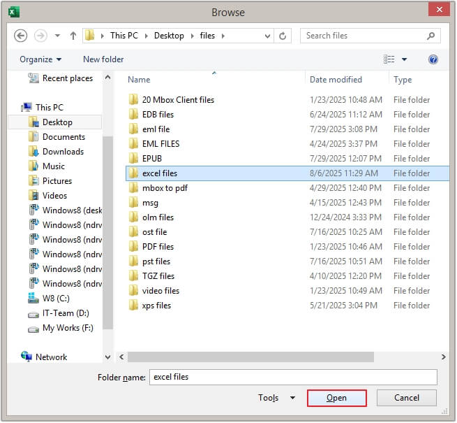 Select folder and click Open