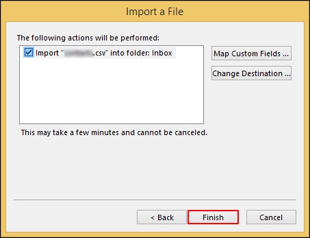 check import process and click on Finish