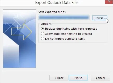 save the exported messages and hit Finish