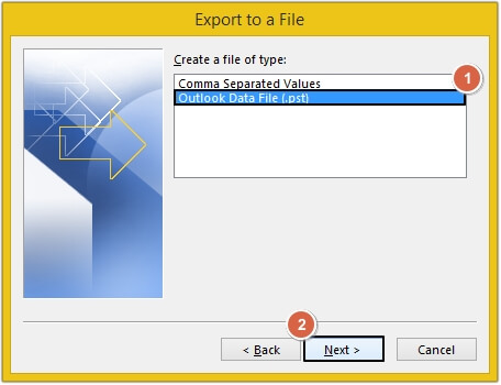 Choose Outlook Data File
