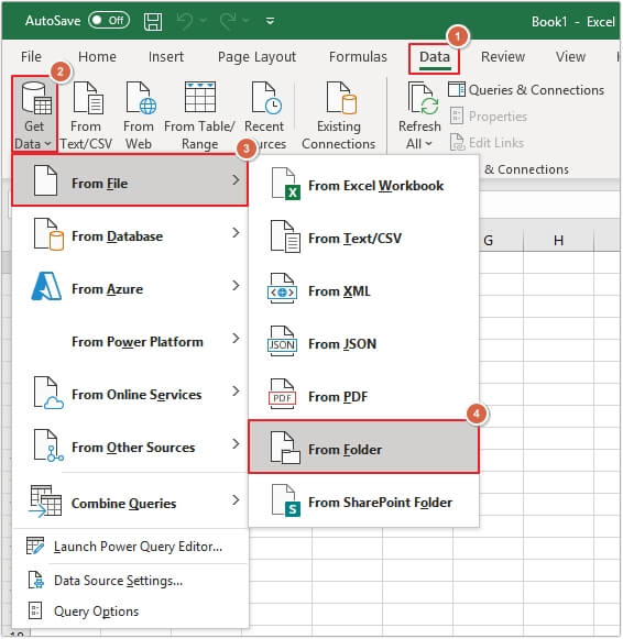 Open a new blank Excel and click on Data