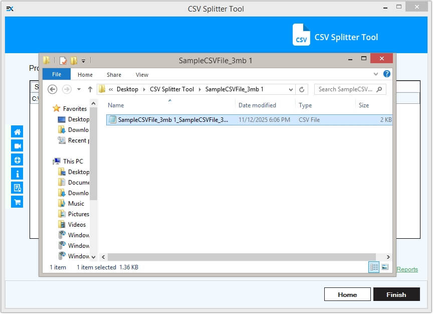 click on the saved CSV file and view its content