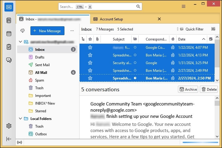 Launch Thunderbird and go to Inbox