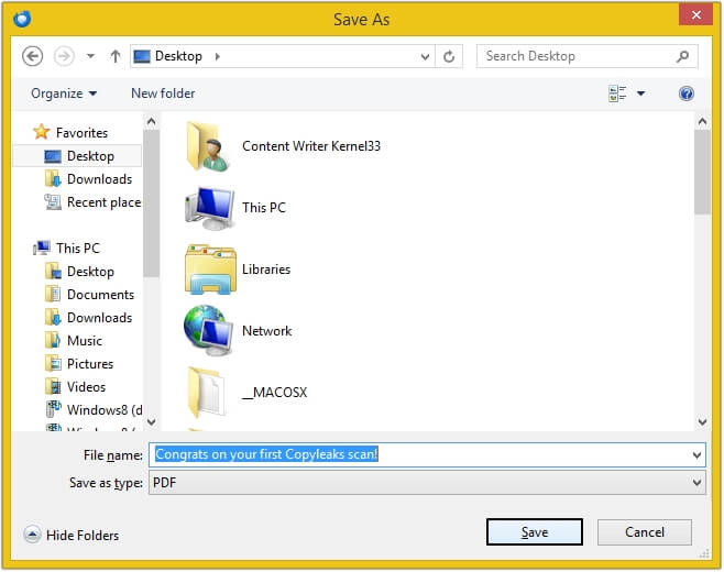 Provide a name to the file and click Save
