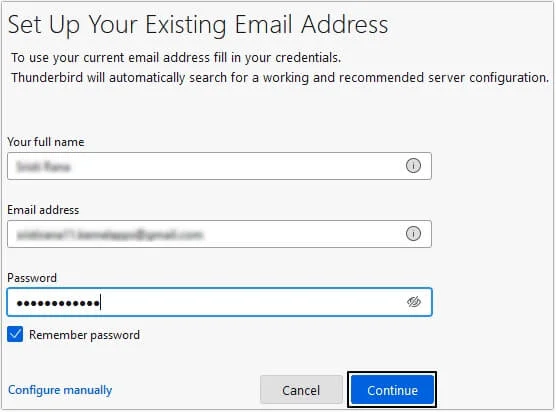 Provide all the details then click on Continue