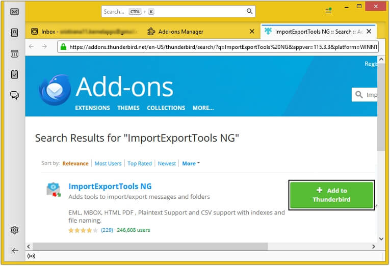 Click on the + Add to Thunderbird option