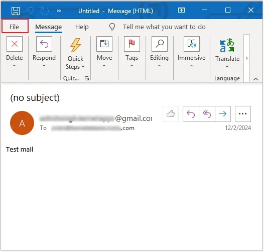 Launch Outlook then Click on the File option