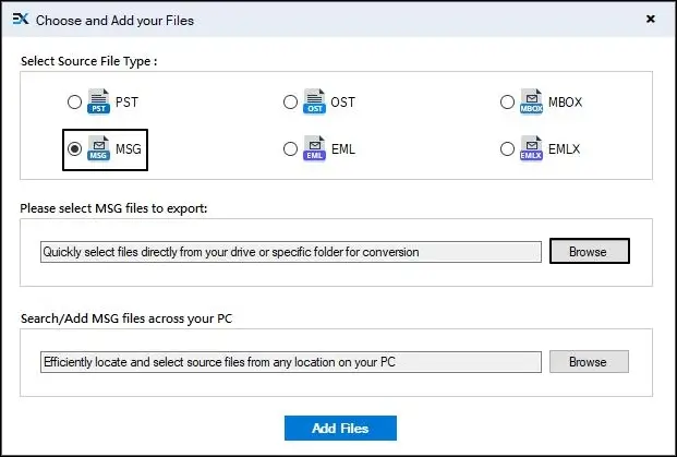 Select MSG as the source file type