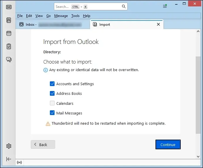 Choose all the data you want to import