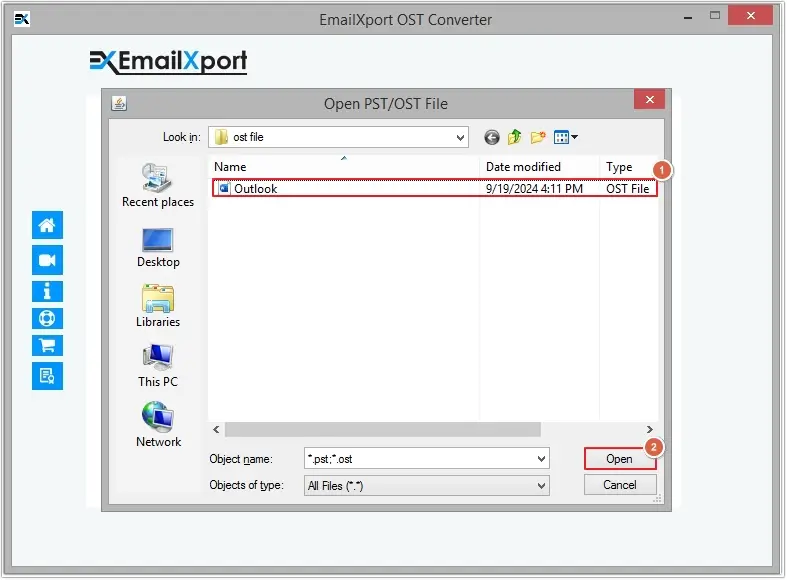 Select the required OST file