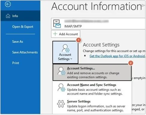 Launch Outlook and click on Account Setting