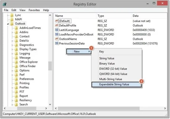 Click New Expandable String Value