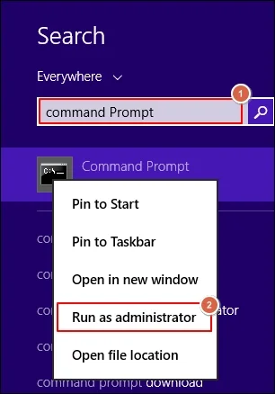 Click on Run as Administrator option