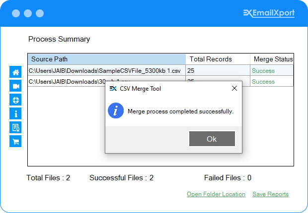 CSV Merger process is completed successfully