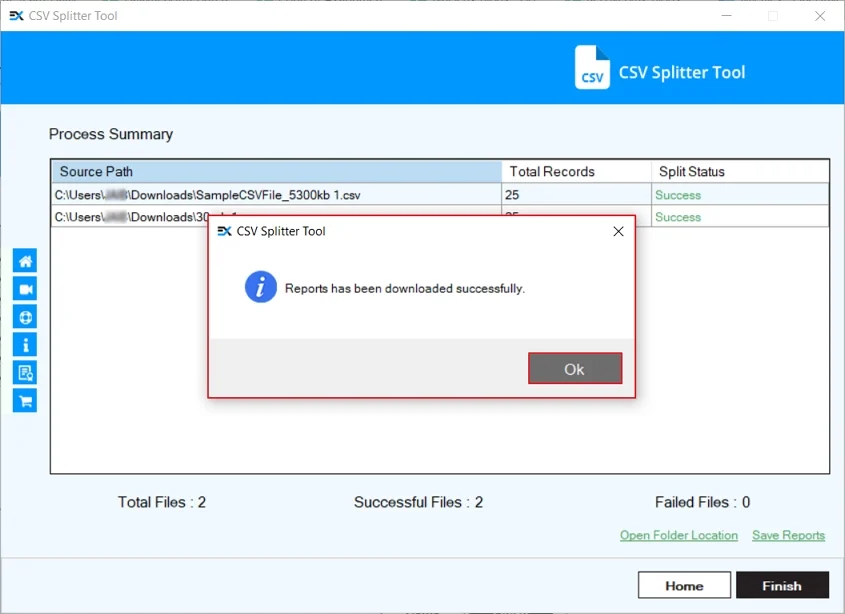 reports has been downloaded successfully