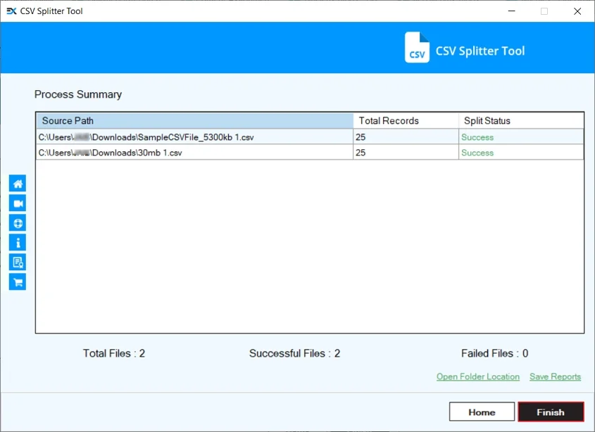 Click on finish option to exit process