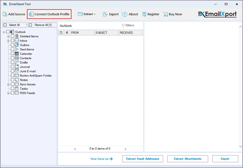 Click on Connect Outlook Profile