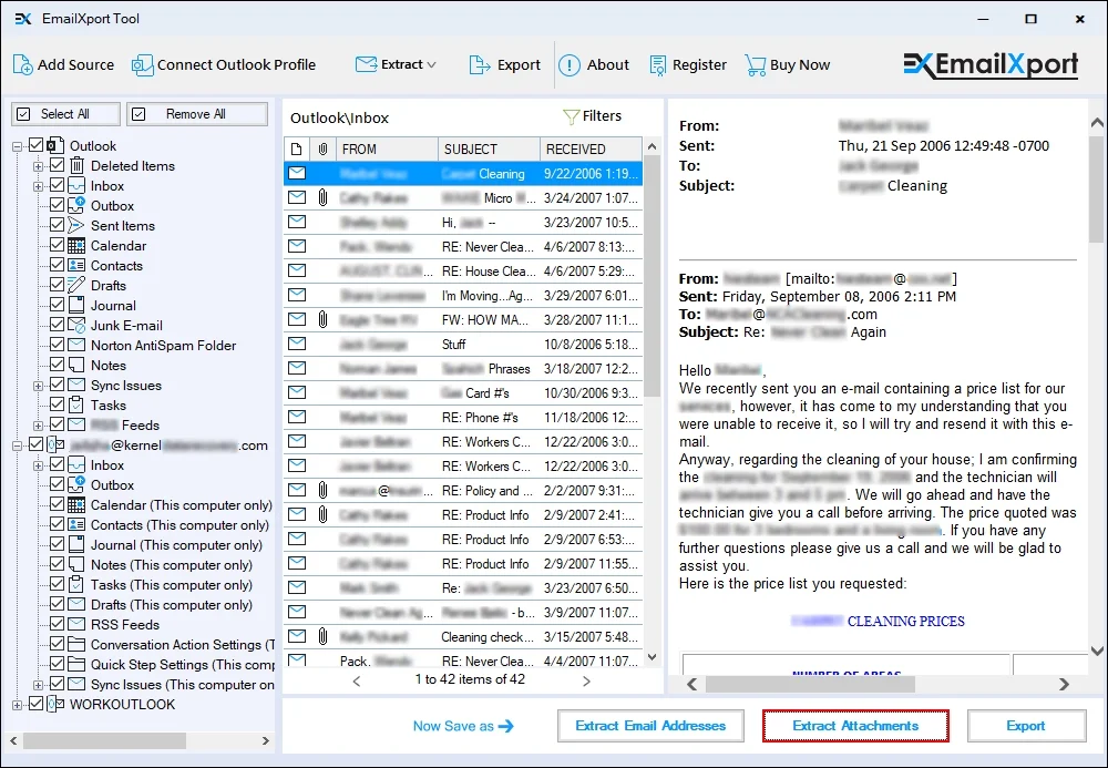 Click on Extract Attachments