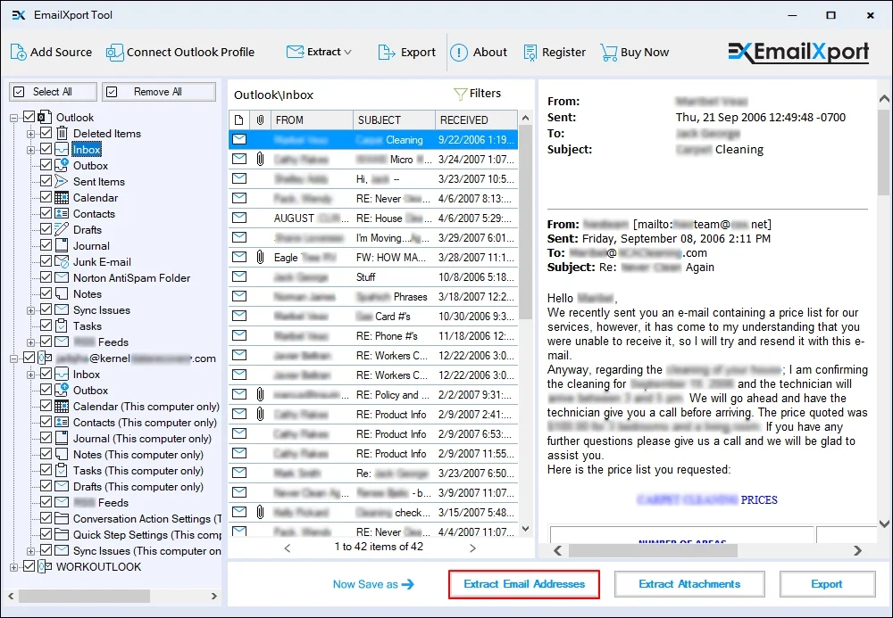 Select Extract Email Addresses option
