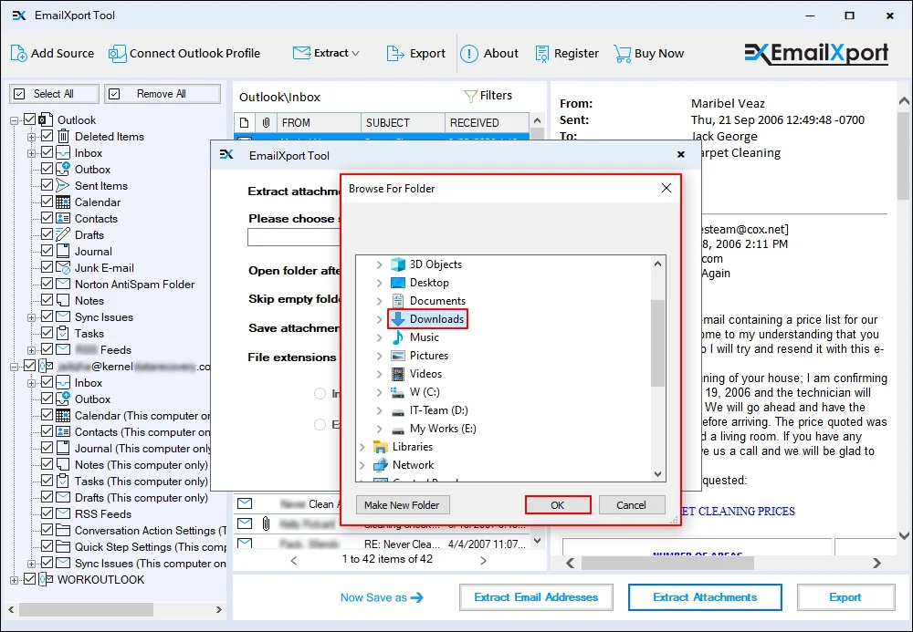Select a desired folder