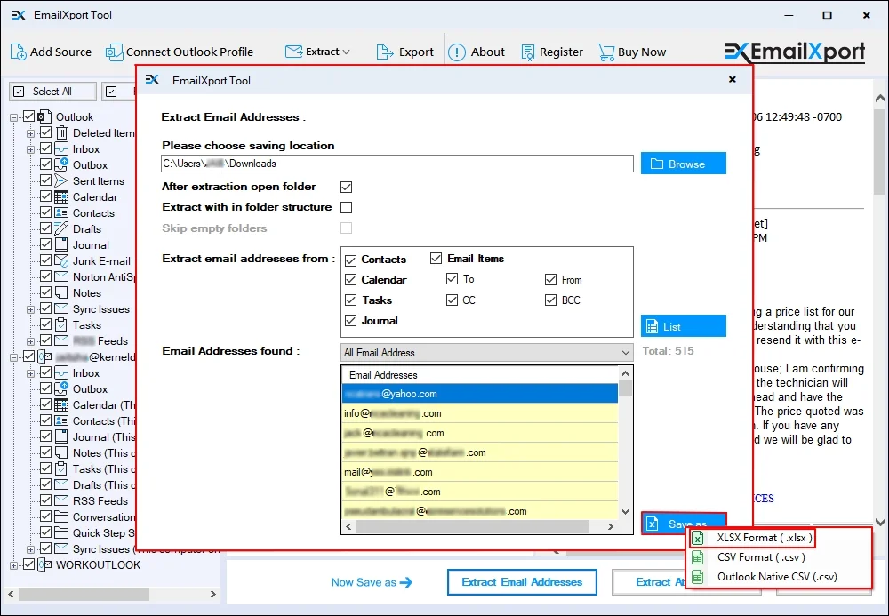 Save report to XLSX format