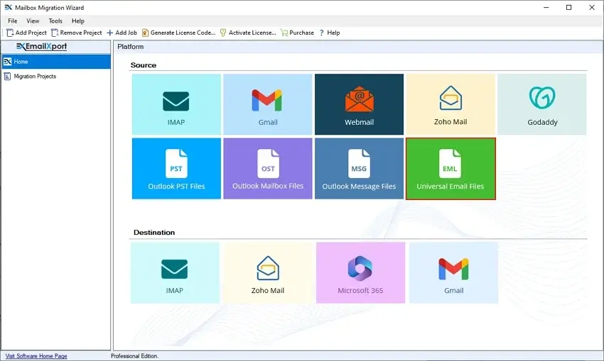 Launch the EML to Office 365 Migration tool