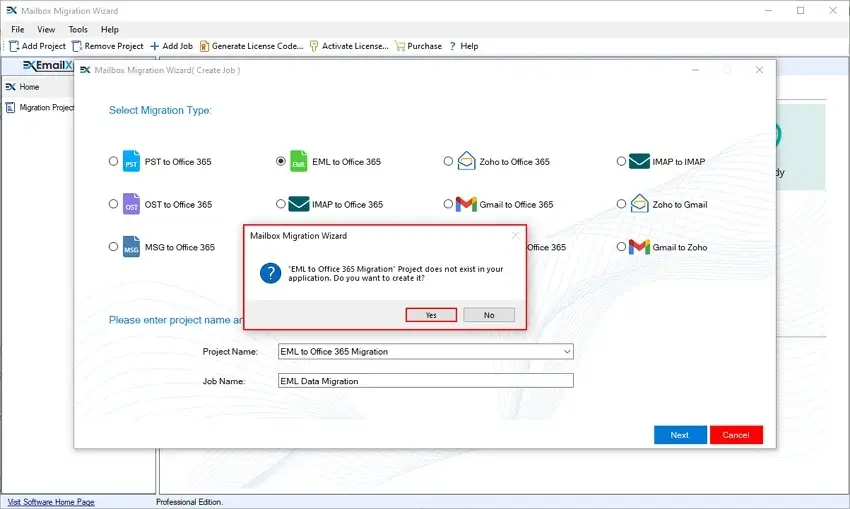 Create a project with the entered name