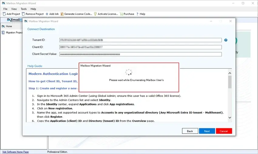 Please wait while Enumerating Mailbox User