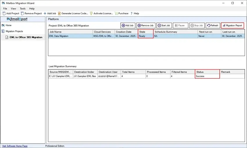 After a successful migration now tool will show Ready status.