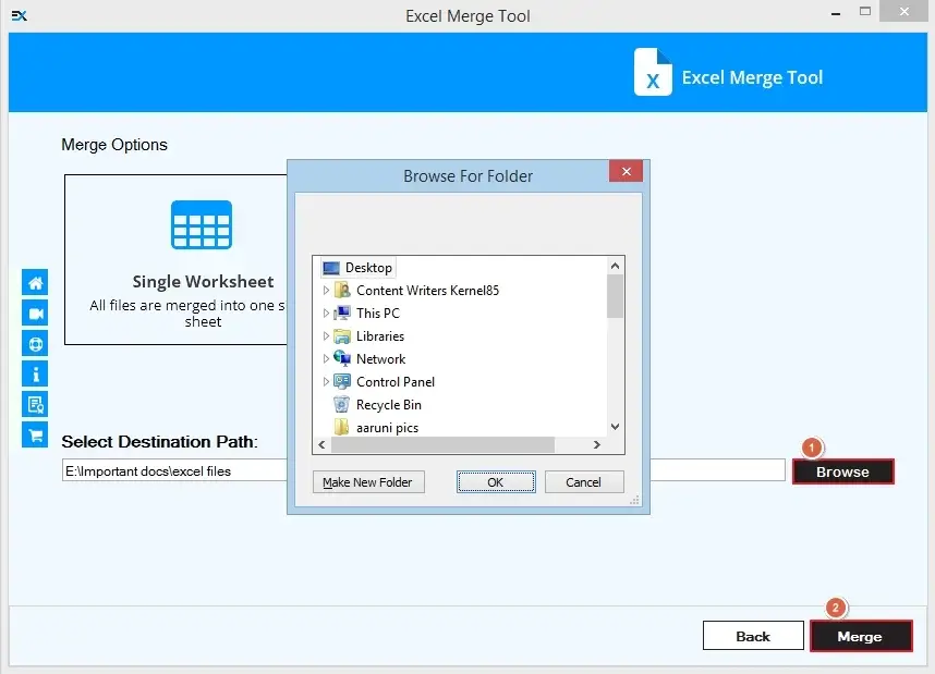 Click on merge option to start process
