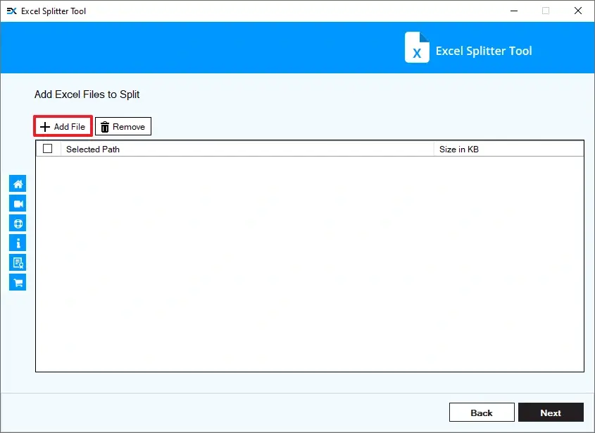 Add Excel file to split