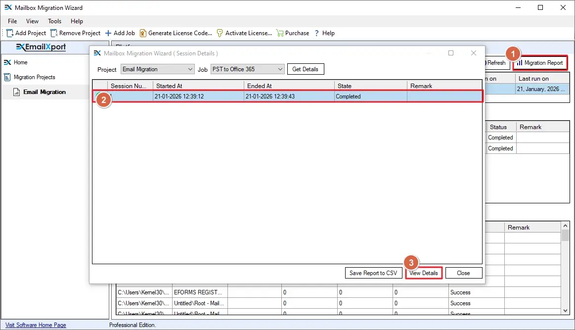Click on the Migration Report