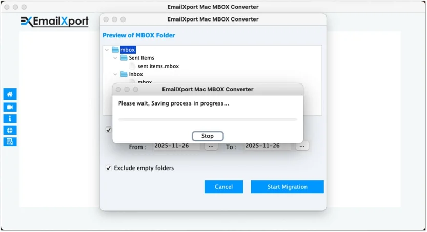 Mac MBOX Converter will begin the conversion