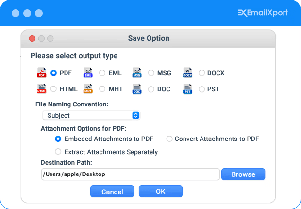 Select available output format