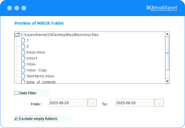 Add single or multiple mbox file to convert