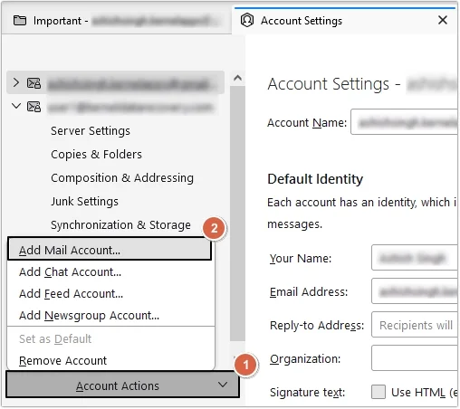 Click on account action