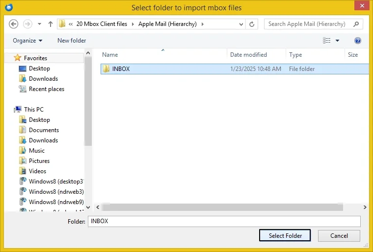 Select MBOX file