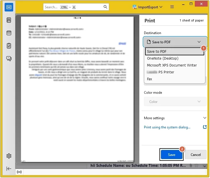 Select Save to PDF option