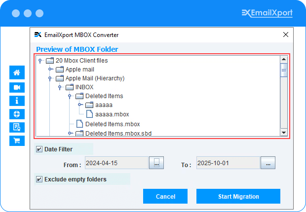 View the MBOX files